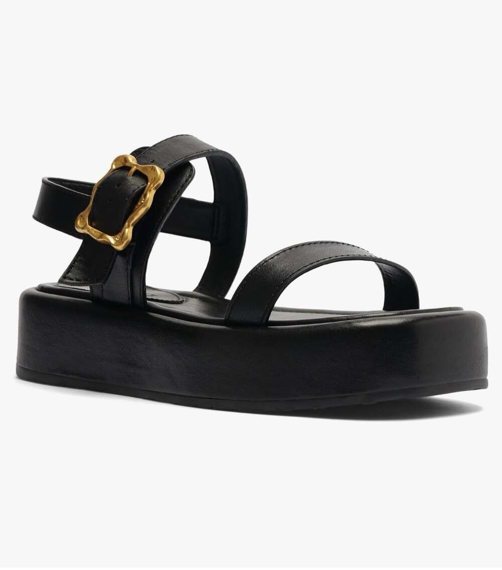 SCHUTZ Black Wavy Flatform Platform Western Boho Casual Strappy Sandals-8